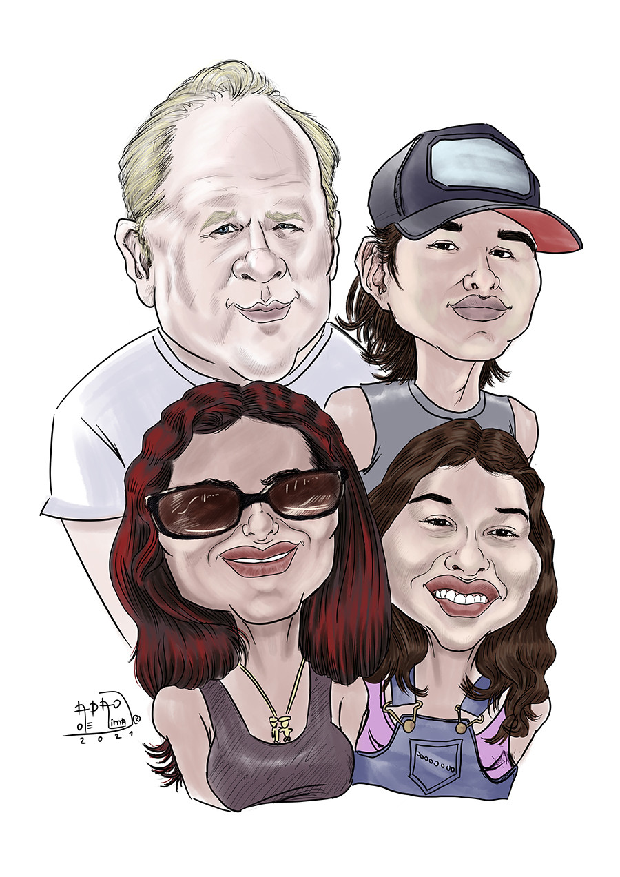 Caricaturas de familia por Adao de Lima Jr