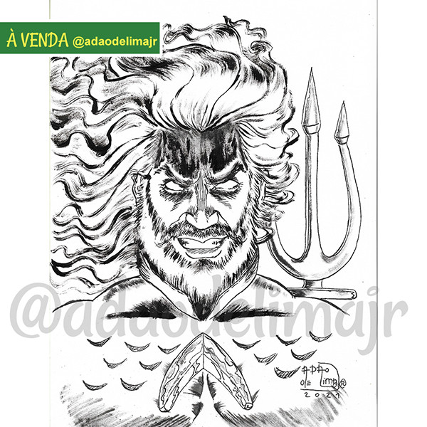 Aquaman busto Nanquim Canson 200g tam A4