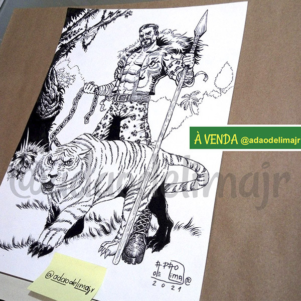 Kraven e Tigre Branco Nanquim Canson 200g tam A4
